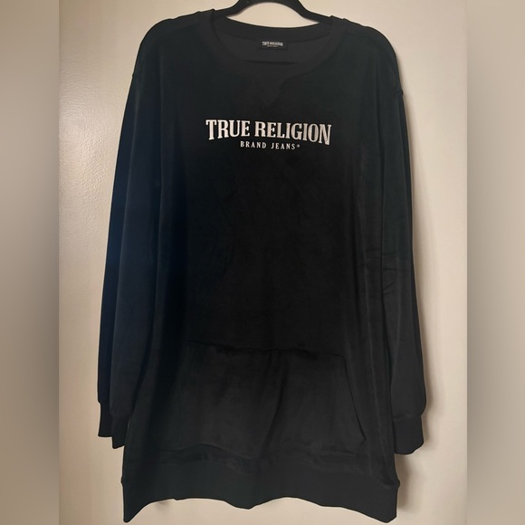 True Religion Velour Sweatshirt Dress - Picture 1 of 8